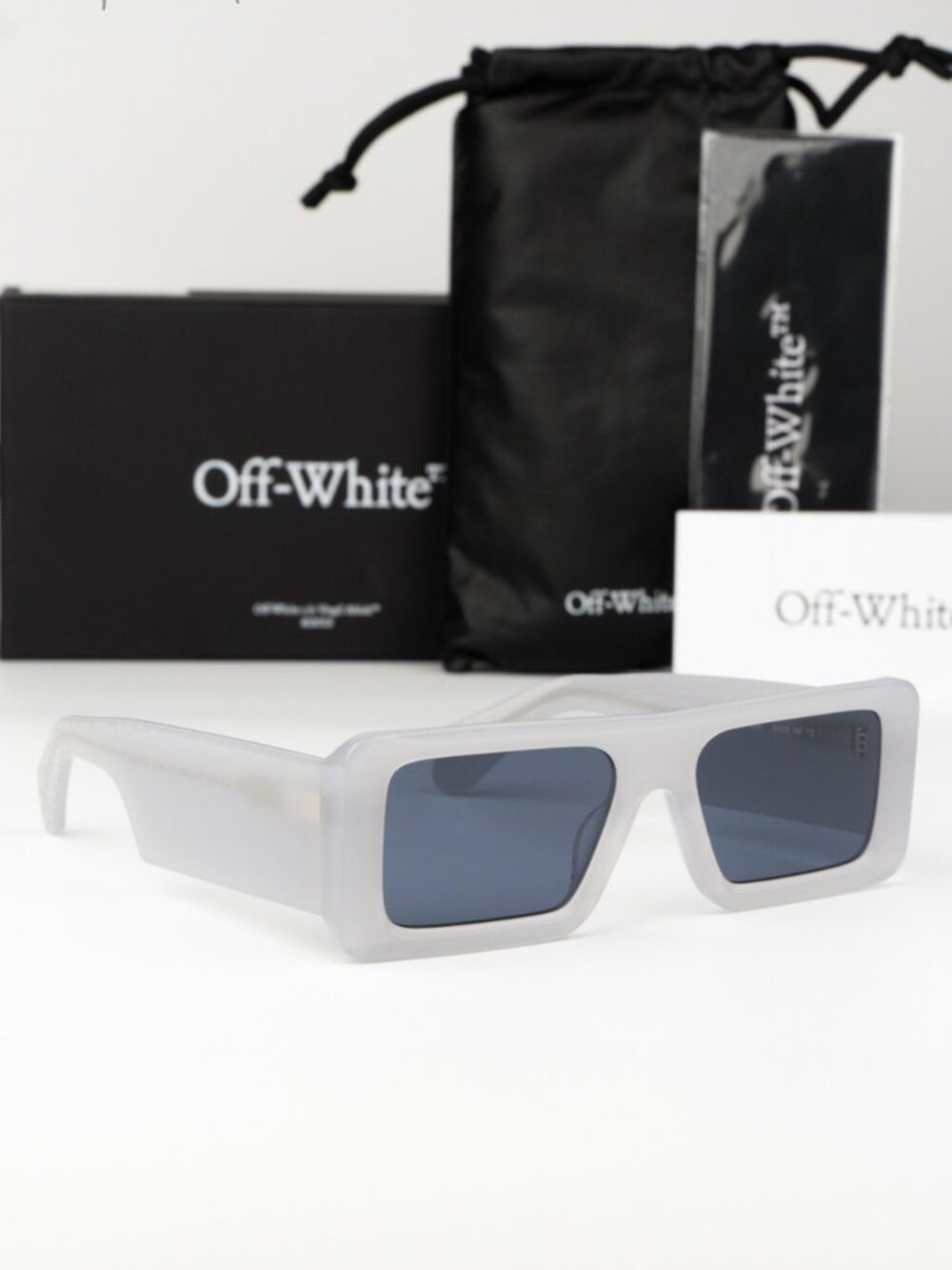 Off-White TROY Women Sunglasses Grey Blue Rectangle OERI140 0945 NEW AUTHENTIC